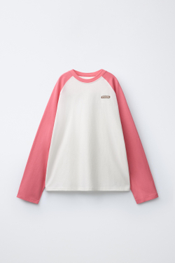 ZARA X PUKAS ФУТБОЛКА С РУКАВАМИ РЕГЛАН PUKAS SURF, РОЗОВЫЙ/БЕЛЫЙ