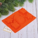 Форма силиконовая «Снеговик с подарками» 20,5*15*3см