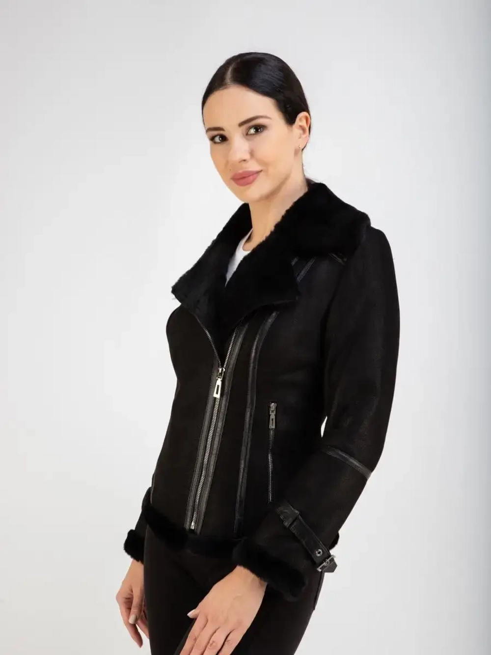 Дубленка авиатор натуральная короткая Турция