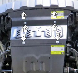 Защита алюминиевая 4 мм Р JAC T8 (только с защитой двигателя) Motodor.348301