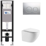 Унитаз подвесной WeltWasser AMBERG 350+MERZBACH 043 XL GL-WT+AMBERG RD-CR белый/кнопка хром, безободковый, с крышкой микролифт, с инсталляцией, слив торнадо