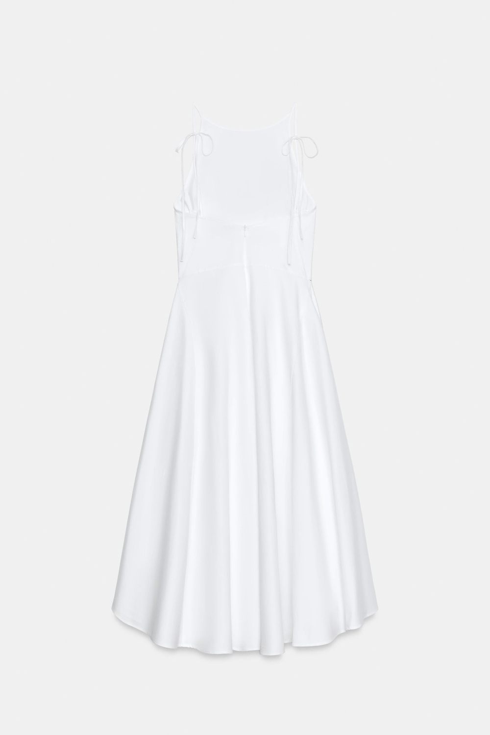 ZARA ПЛАТЬЕ МИДИ ИЗ ГАБАРДИНА С ОБЪЕМНЫМ НИЗОМ, БЕЛЫЙ