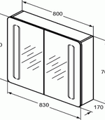 Зеркальный шкафчик 80 см Ideal Standard MIRROR&LIGHT T3388AL