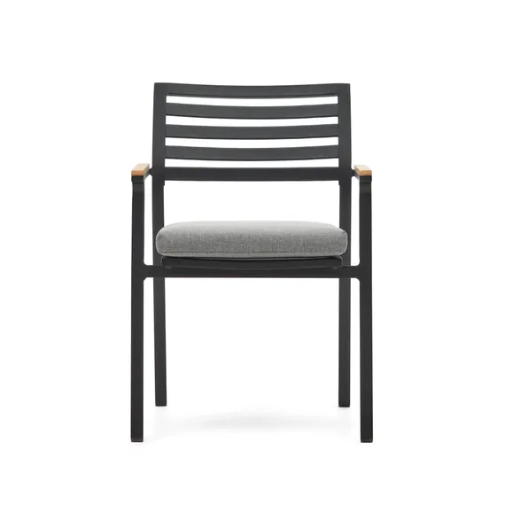 Bona Уличный стул из алюминия в черной отделке и массива тикового дерева