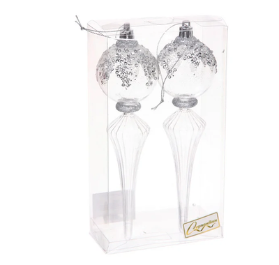 Елочные украшения "Изящный блеск" 5.3*5.3*19 см (набор 2 шт), Белый (Серпантин)