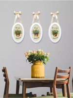 Панно на стену для интерьера в овальной раме набор 3 шт "Прованс" 28,5*18,5 см