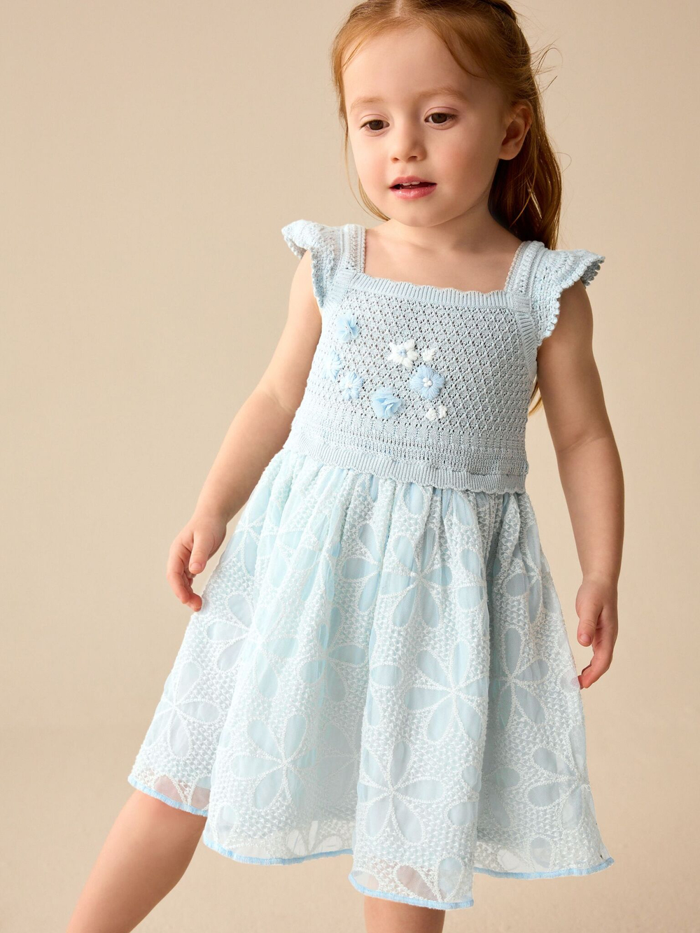 Платье с вышивкой для девочки Next AB6-933, Голубой