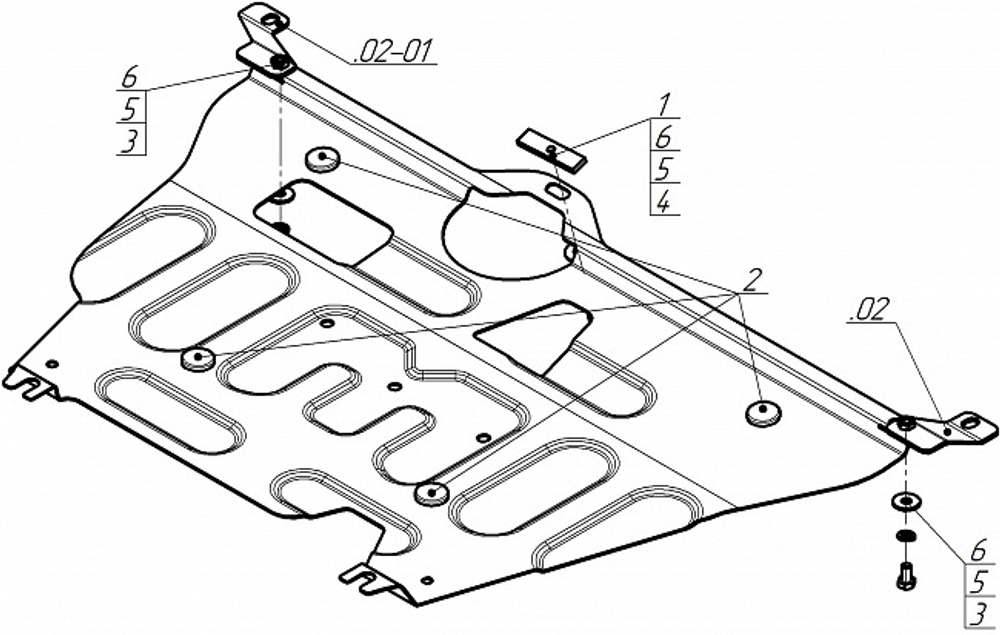 Защита картера двигателя, КПП. 2 мм, Сталь. для Toyota Avensis 2009-2011, Motodor.72509