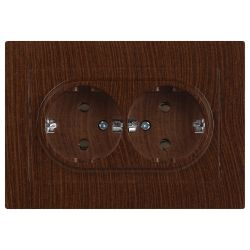 Розетка Intro Accent 6-205-10 , 2X2P+E Schuko, 16А-250В, IP20, СУ, AL/CU, венге