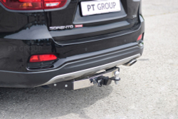 Фаркоп PT GROUP съемный квадрат, с нерж. накладкой для KIA Sorento Prime/HYUNDAI Santa Fe 2018-2020(паспорт и сертификат в комплекте)(без электрики) арт.HSF-18-991124.00
