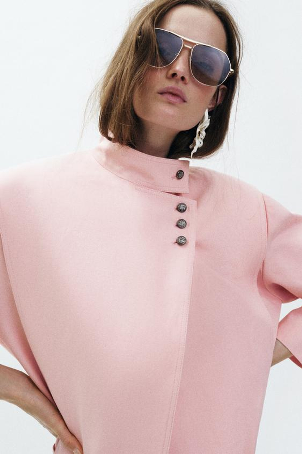 ZARA ДВУБОРТНАЯ КУРТКА С ПУГОВИЦАМИ — ZW COLLECTION, РОЗОВЫЙ