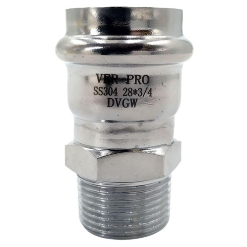 Соединитель ViEiR прямой нерж. сталь с нар.р. 28×3/4" VER-PRO (50/5шт)