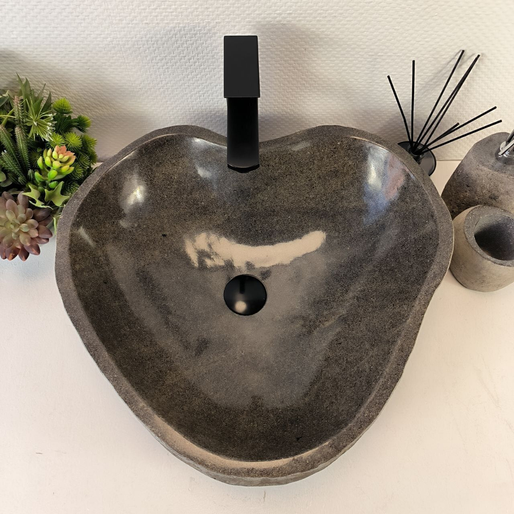 Каменная раковина из речного камня RS-05380 (53*49*15) 0857 из натурального камня