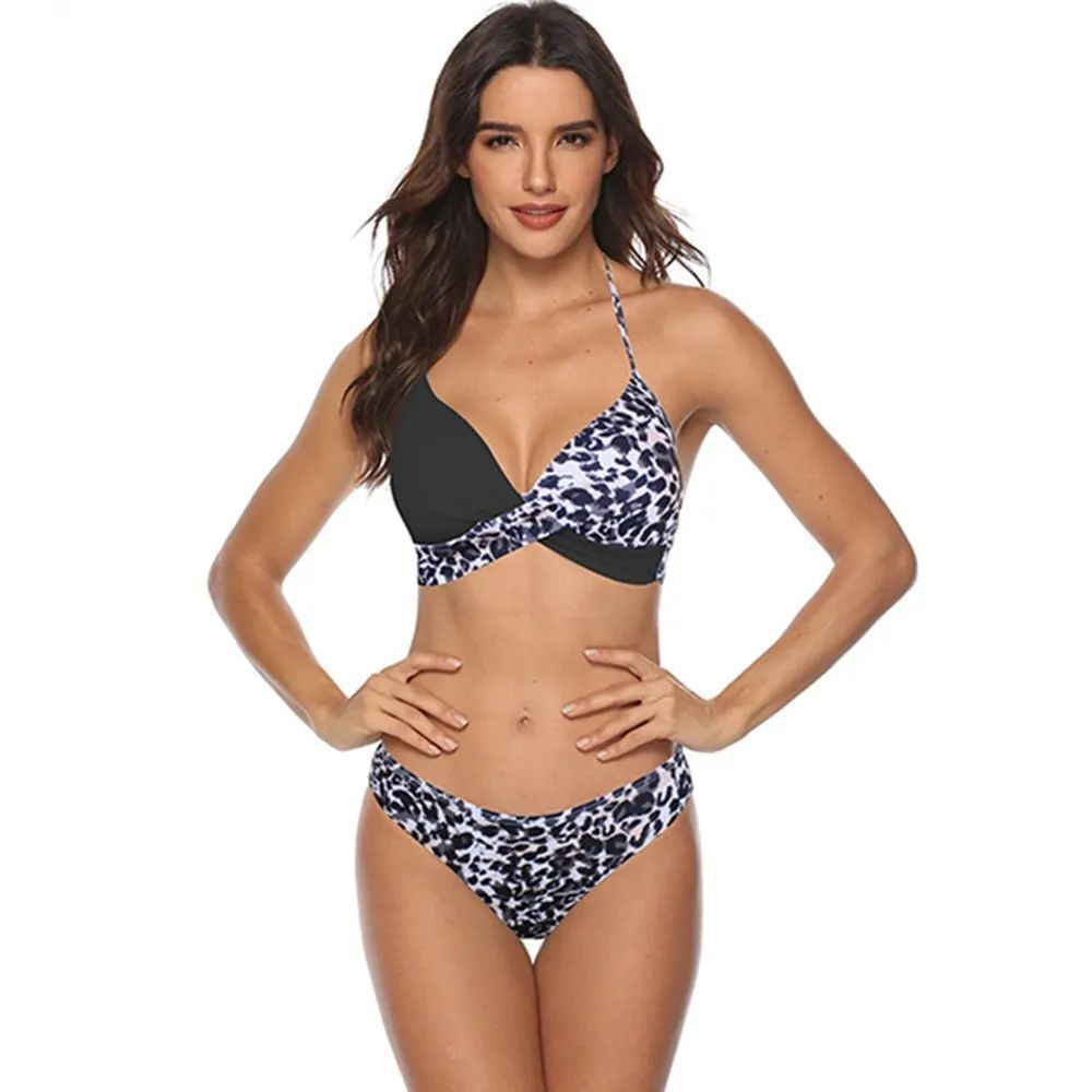 Черный раздельный купальник с анималистическим принтом (Размер: XXXL) (Цвет: черный)