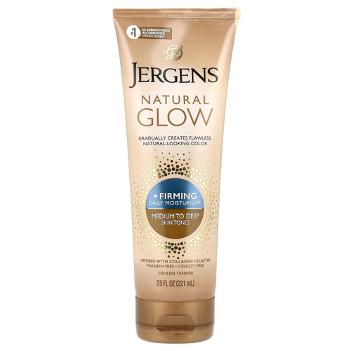 Jergens, Natural Glow, укрепляющее увлажняющее средство для ежедневного ухода, тон: от среднего до темного, 221 мл (7.5 жидк. унций)