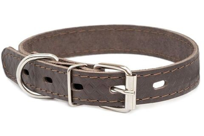 HOMEPET Ошейник для собак 20 мм кожаный простроченный с тиснением "Ромбы", коричневый, 33-43 см