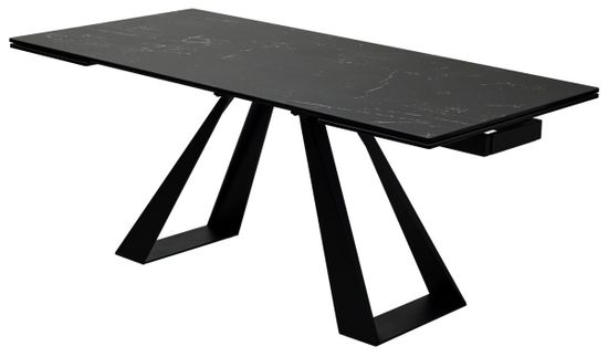 Стол FONDI 180 MARBLES NERO KL-116 Черный мрамор матовый, итальянская керамика/ черный каркас