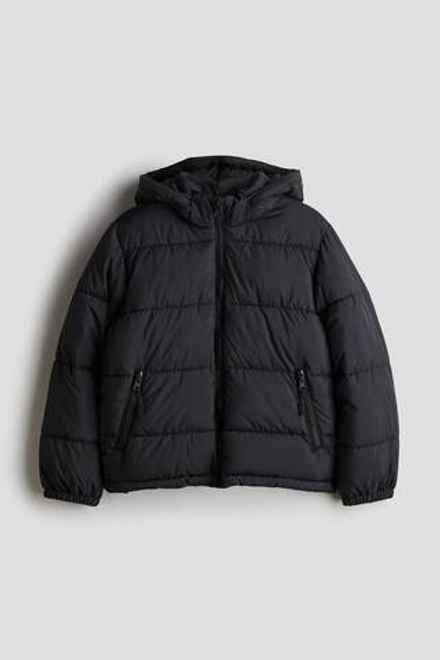 H&M Пуховая куртка с капюшоном, черный