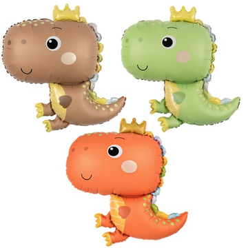 Фольгированный шар-фигура «Динозаврик в короне», сатин, в трех цветах, 79 см