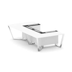 Steel Meet Стол переговорный П-образный MMK-PR.B.SP-07P Белый Бриллиант/Графит Глянец/Нержавеющая Ст