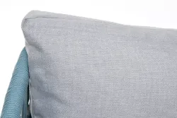 "Диего" диван 2-местный плетеный из роупа, каркас алюминий светло-серый (RAL7035) муар, роуп бирюзовый круглый, ткань светло-серая