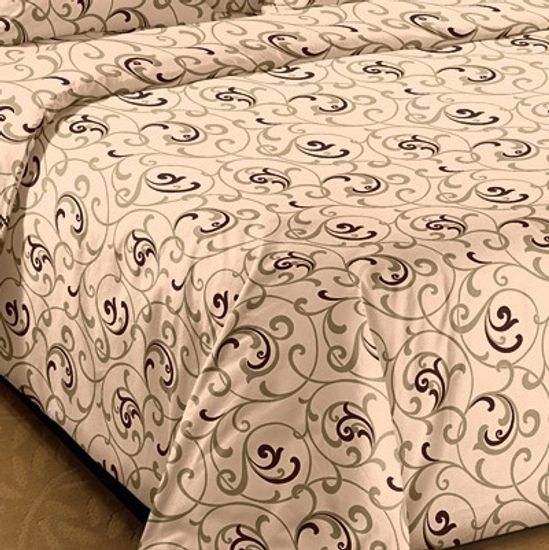 Евро комплект постельного белья Вензель перкаль бежевый