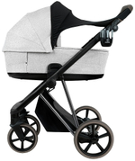 Детская коляска Roan Sol Vintage Luxury 2.0 3 в 1 с автокреслом Pituso Baesa Pro Black,Beige Canopy PIX/50/L Pixel/Light/Black/руч.Cappuccino