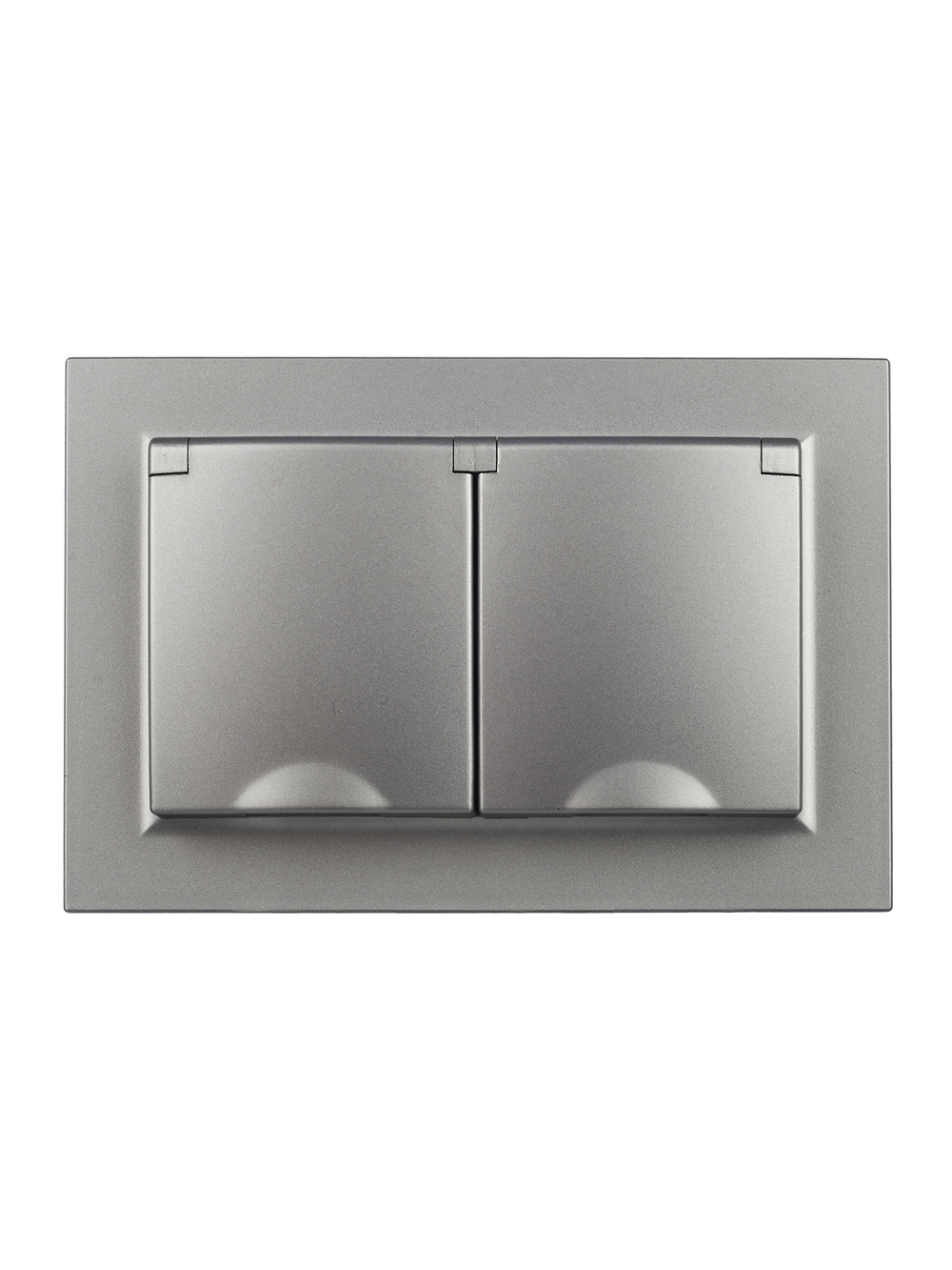 BRITE Розетка 2-местная с заземлением с защитными шторками и крышкой 16А в сборе IP44 РСбш12-3-44-БрС сталь IEK