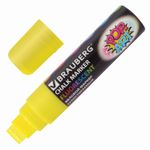 Маркер меловой "POP-ART" ЖЕЛТЫЙ, 15 мм, сухостираемый, для гладких поверхностей, BRAUBERG, 151538