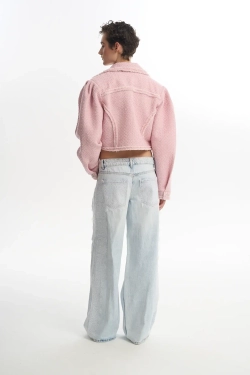 Жакет в байкерском стиле розовый