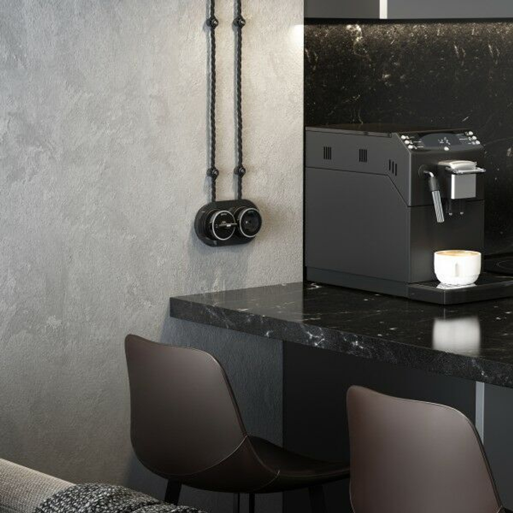 Выключатель на 4 положения двухклавишный Vintage (черный матовый/хром)