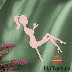 Топпер «Силуэт» девушка с сердцем в руках, розовый