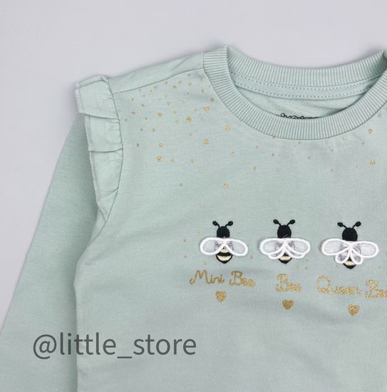 Свитшот из футера (тонкого) "Пчелки" Оливка