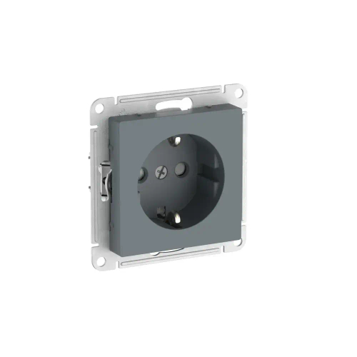 Atlas Desing Розетка с заземлением со шторками, 16А, механизм, быстрозажим. клем., Грифель