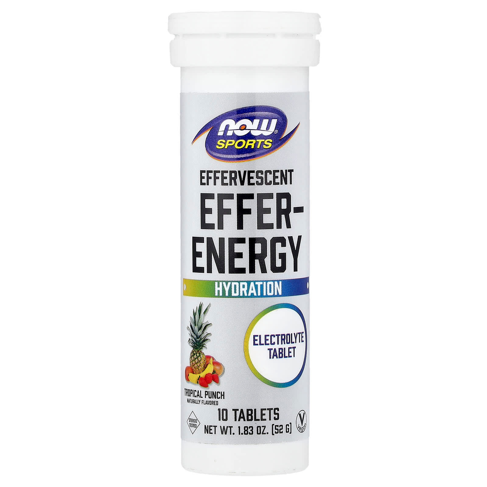 NOW Foods, Sports, Effer-Energy, шипучий пунш, 10 таблеток, 52 г (1,83 унции)