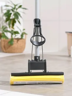 Швабра для мытья пола Доляна, PVA с роликовым отжимом, ручка 120 см, насадка 27 см, цвет МИКС