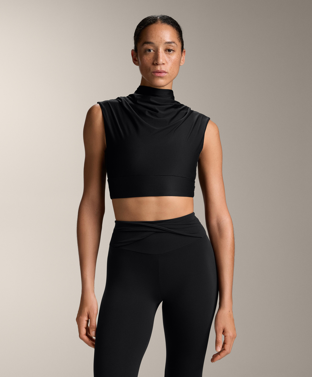 Oysho Топ Comfortlux с драпированным вырезом, черный