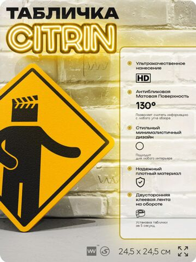 Табличка декоративная "Режиссер" на дверь и стену, информационная, декоративный знак, 24,5х24,5 см, пластиковая, Айдентика Технолоджи