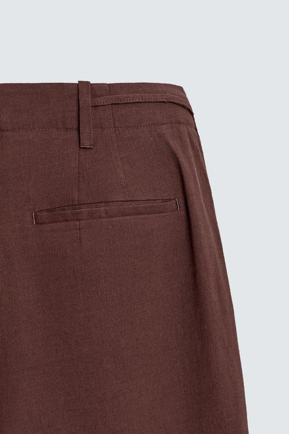 ZARA БЕРМУДЫ WIDE FIT ИЗ СМЕСОВОГО ЛЬНА, БОРДОВЫЙ