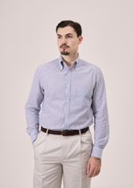 Рубашка button-down (с воротником на пуговицах) из сирсакера в синюю полоску