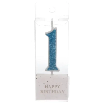 Свеча для торта Цифра Иллюзия «1» 9.5 см, голубой