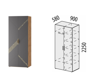 Монако-902 (DaVita) 902.13 Шкаф двухдверный многофункциональный