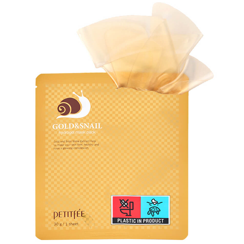 Маска гидрогелевая с золотом и муцином улитки Petitfee Gold & Snail Hydrogel Mask Pack, 30 мл
