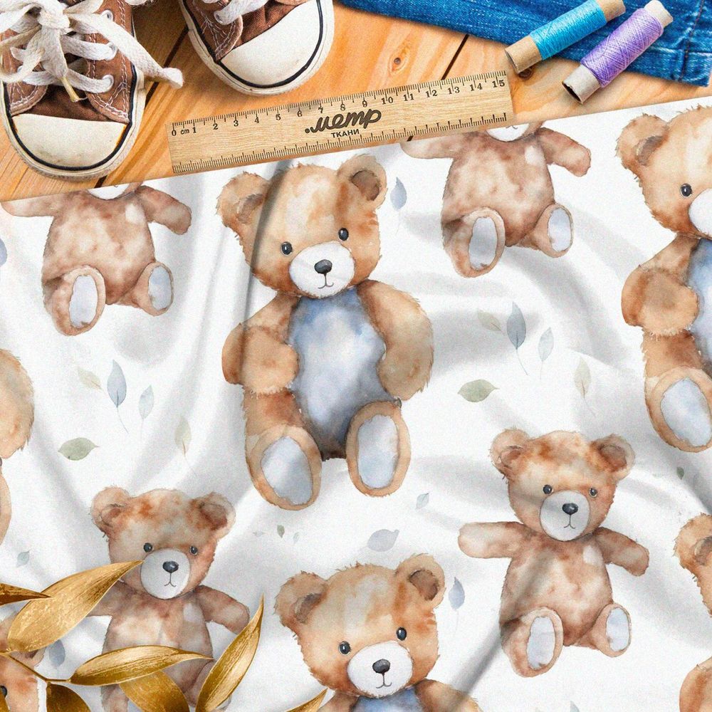 Ткань премиум сатин игрушечные акварельные медведи