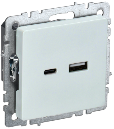 BRITE Розетка USB A+C 18Вт РЮ11-1-БрЖ жемчуг IEK