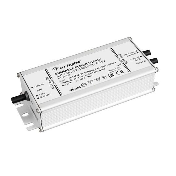 Драйвер Arlight ARPJ-UH-1711050-PFC-0-10V 69-171V 120W IP67 1,05A 039658