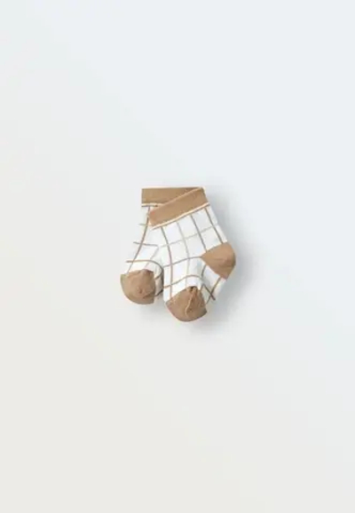 Носки simple "Клетка" (шоколад+бронза+лен)