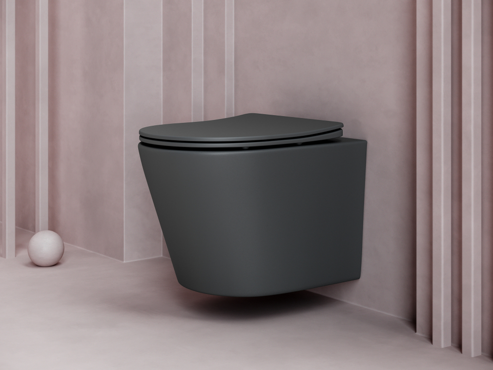 Комплект подвесной безободковый унитаз Ceramica Nova Balearica CN6000MDH темный антрацит матовый с сиденьем микролифт + инсталляция Geberit Duofix Sigma Plattenbau 111.362.00.5