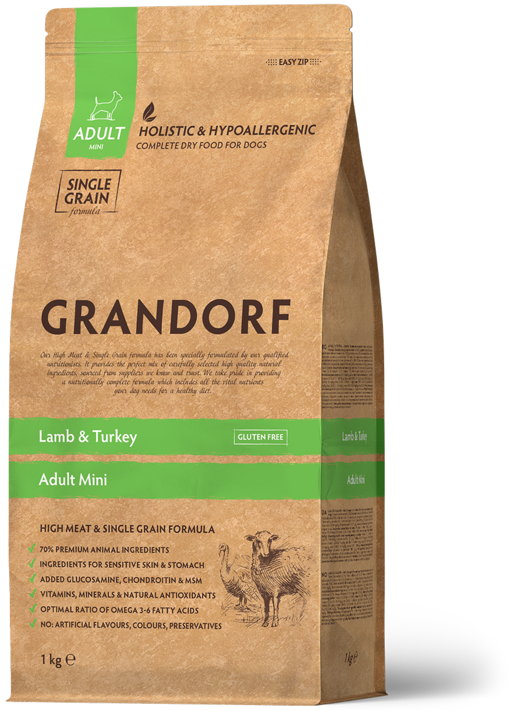 Grandorf Mini Lamb Adult - сухой корм для мини собак от 1 года (1кг)