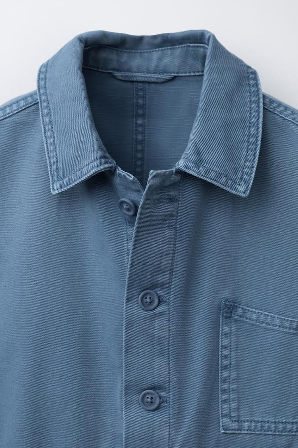 ZARA КУРТКА-РУБАШКА ACID WASH С КАРМАНАМИ, СИНИЙ